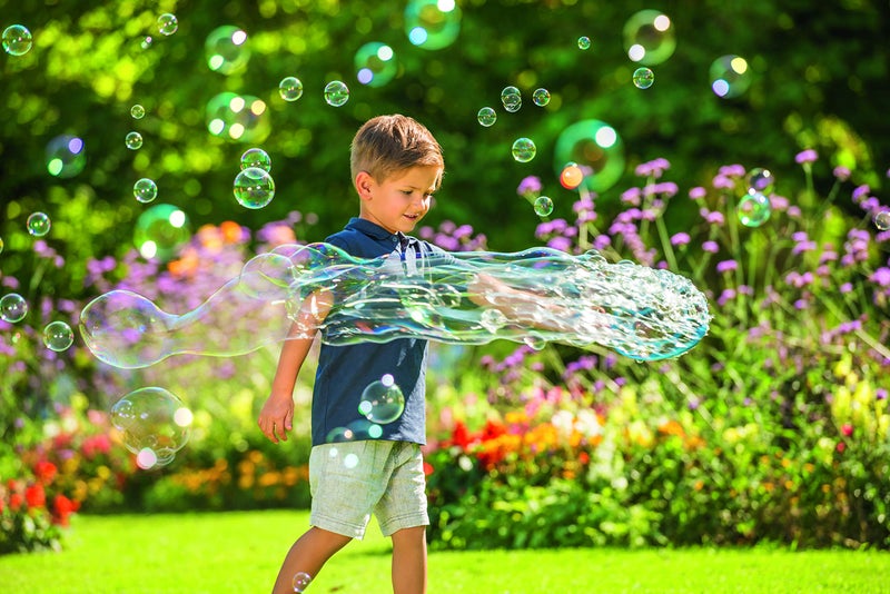 PUSTEFIX Multi Bubbler Giant Bubble Ring and Multi Bubble Ring Toy Set for Kids Includes 8.45 oz Bubble Solution Bottle and Liquid Tray Makes Big Bubbles, Multicolor, Model: 505310 - Image 2